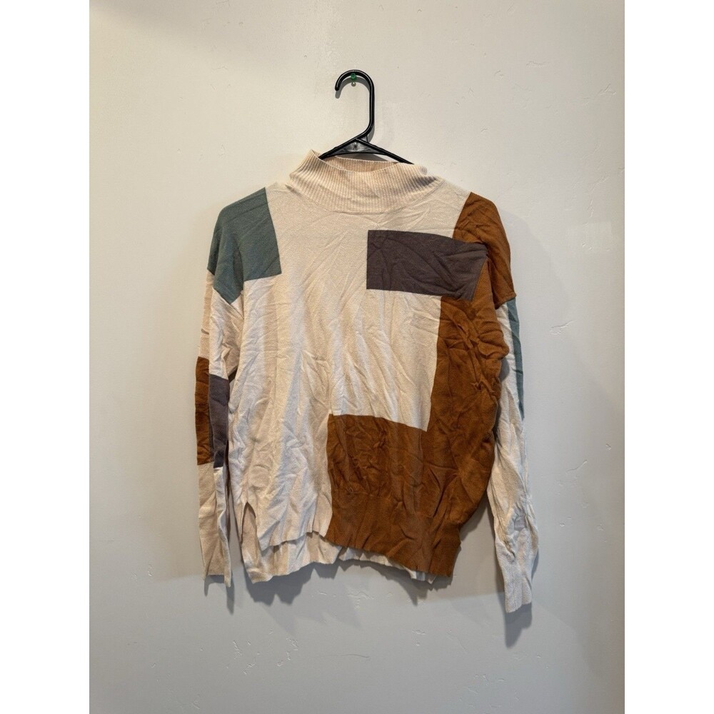 Polagram Cowl Neck Color Block Sweater L
